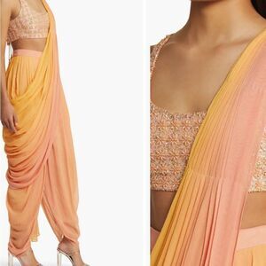 Sani Asra Dhoti Set Ombre Yellow/Pink Large Bottom & Medium Top $570